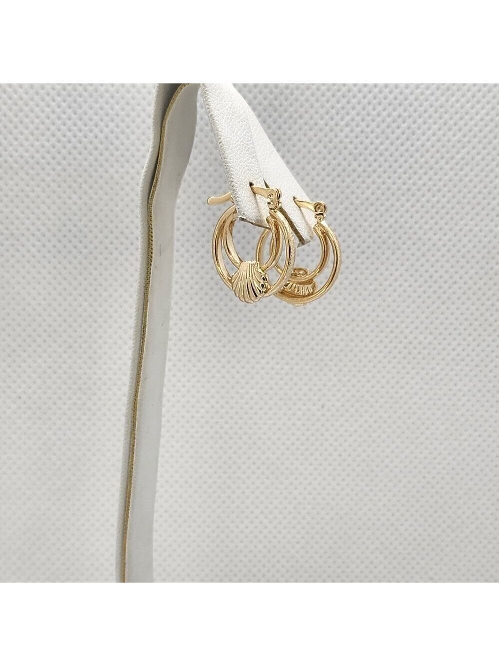 Brand New Brazilian 18k Gold Filled Seashell Hoop Earrings